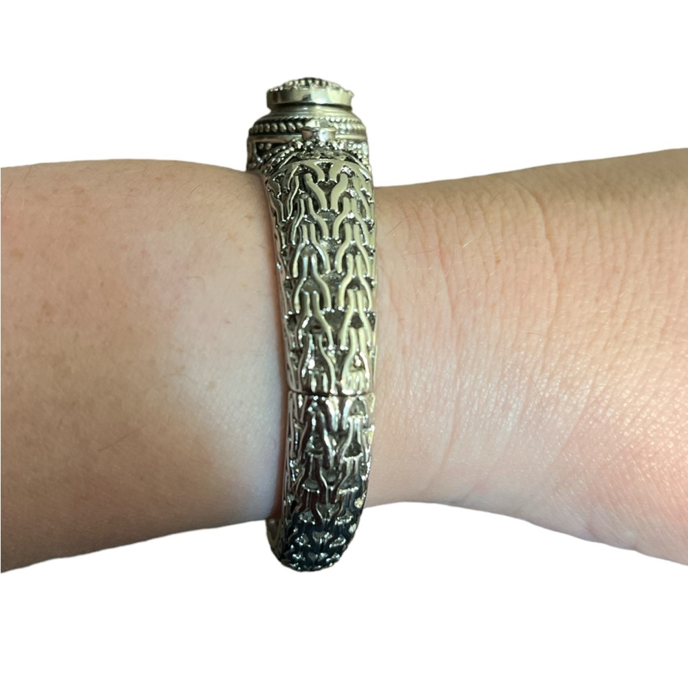 Amethyst Colored Glass Snap Clamp Bracelet - Picture 2 of 3